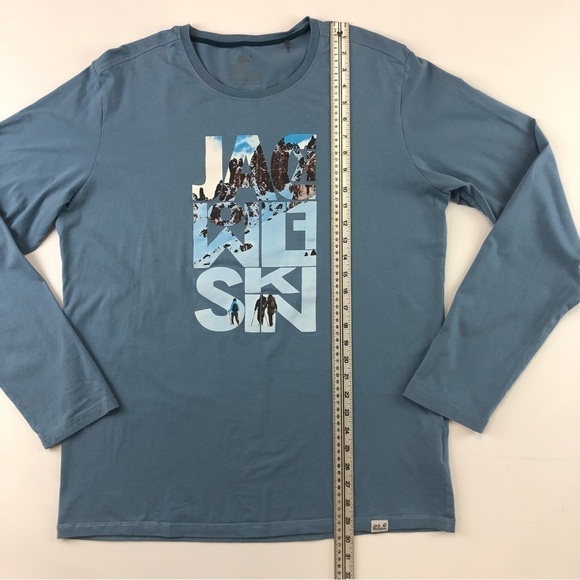 𝅺JACK Wolfskin steel blue graphic Men’s long sleeve tee Large - Picture 9 of 10